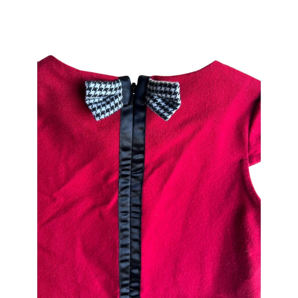 Classic Teddy Red Holiday Fleeced Girls Kids Collared Cap Sleeves Dress Size 6 - Picture 5 of 8